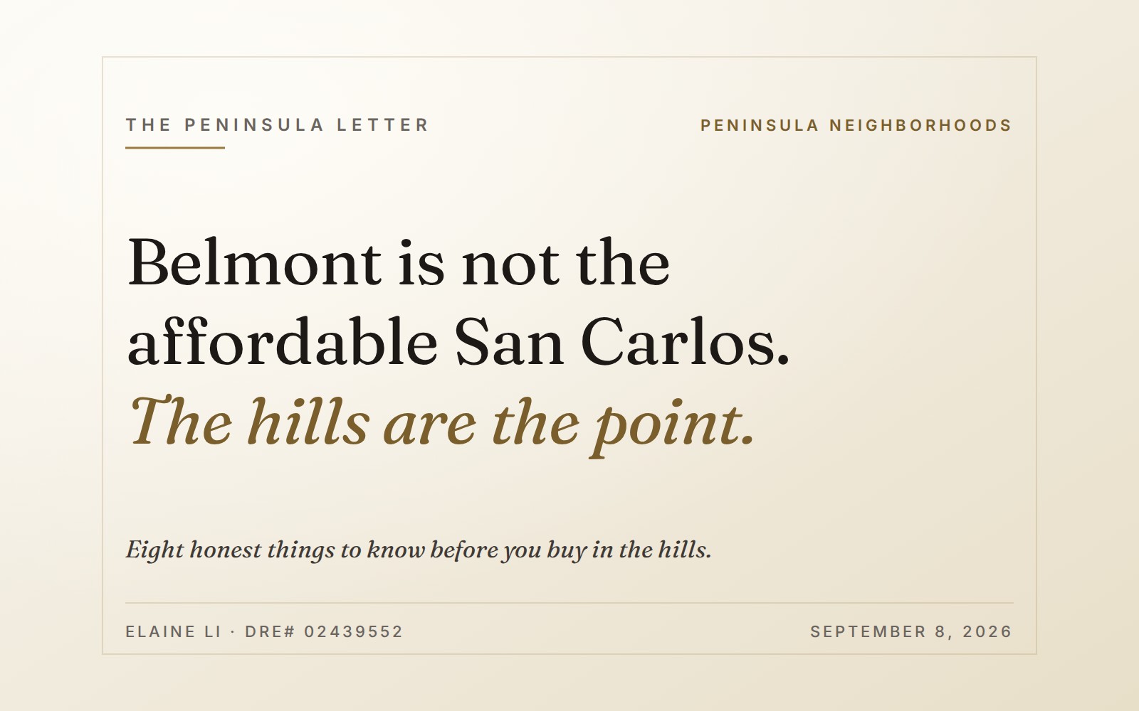 Belmont is not the affordable San Carlos