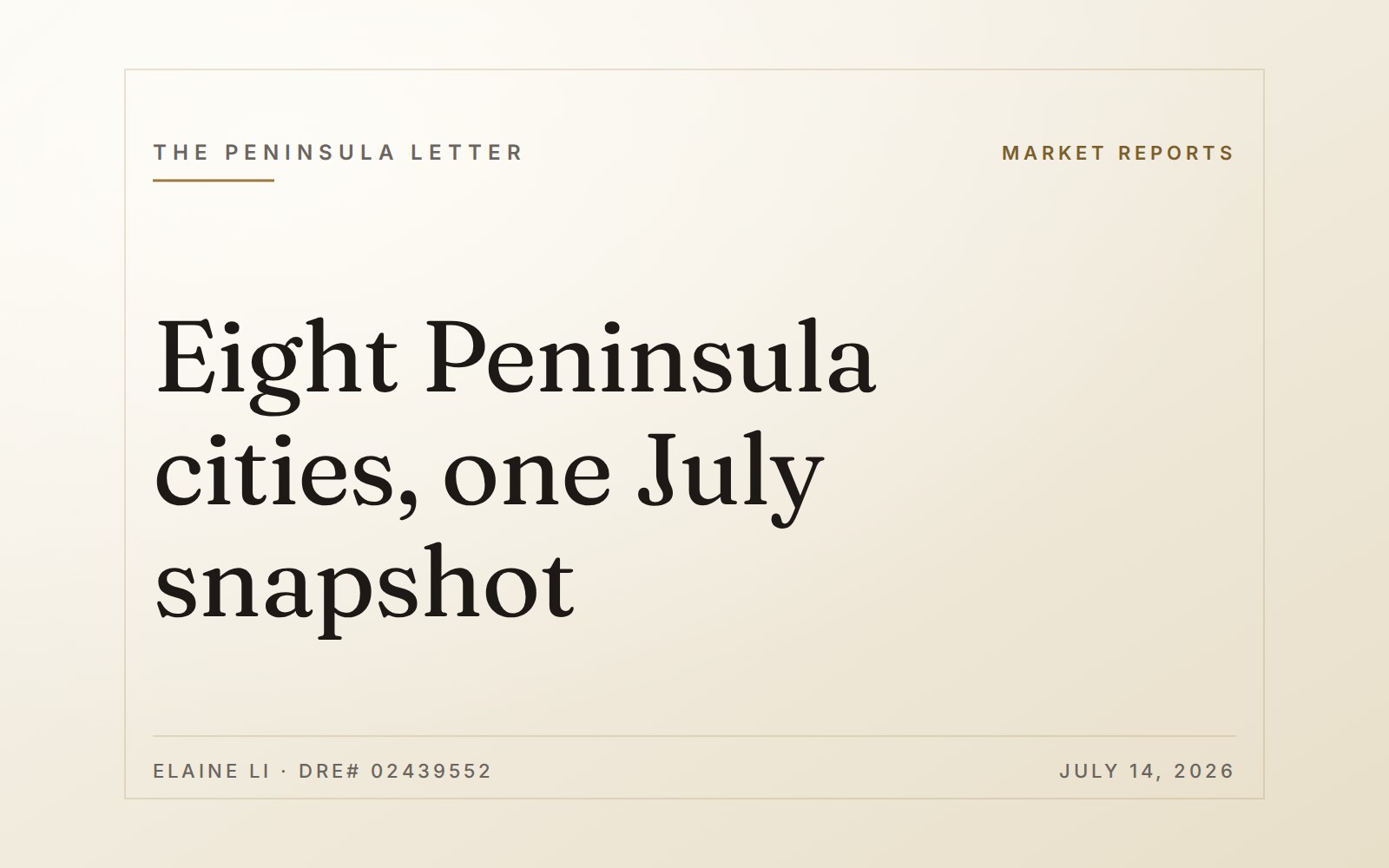 Eight Peninsula cities, one July snapshot