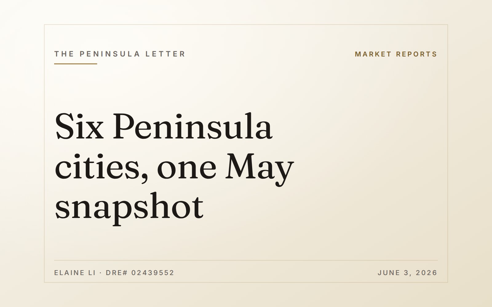 Six Peninsula cities, one May snapshot