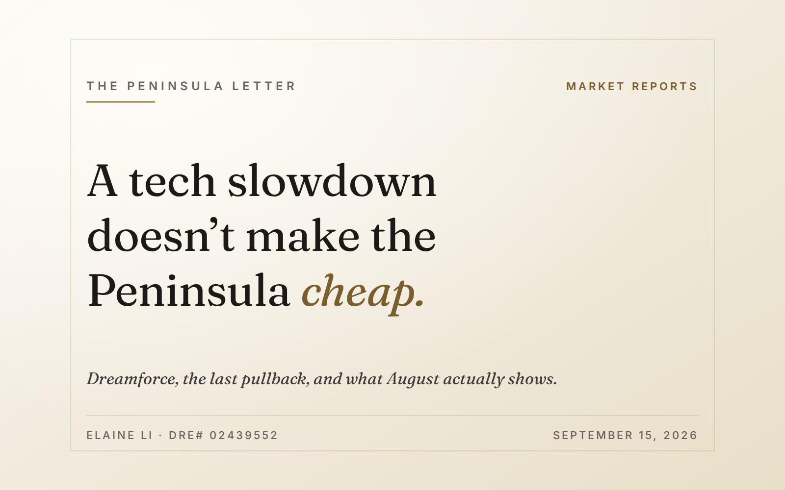 A tech slowdown doesn’t make the Peninsula cheap