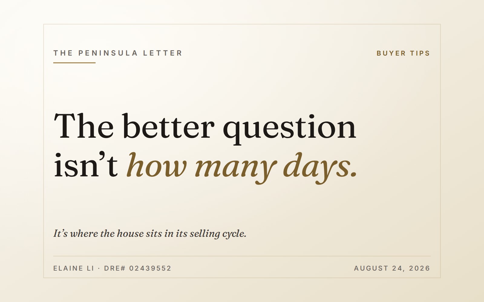 The better question isn’t how many days.